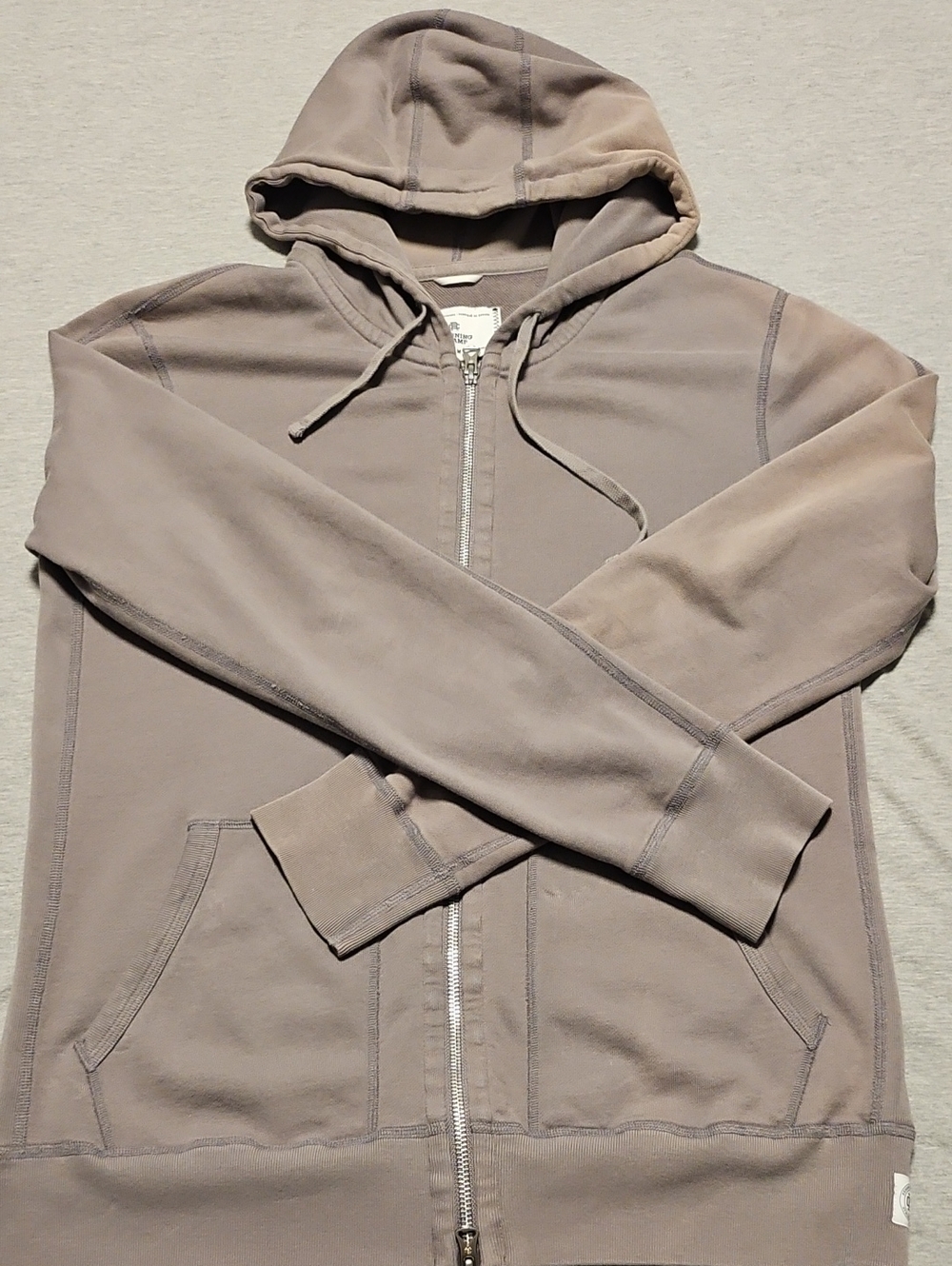 Reigning Champ Men's Terry Zip-Up Hoodie in Taupe Gray